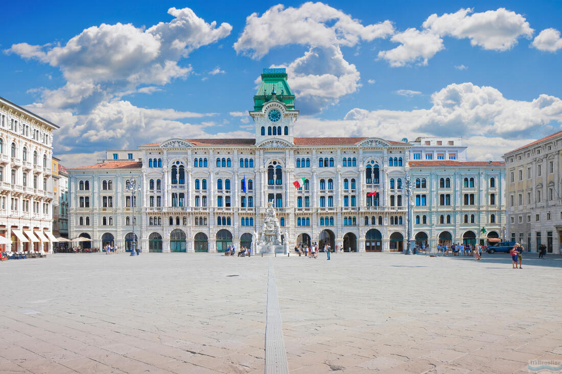 View of Piazza Unità dItalia in Trieste, the largest seafront square in Europe