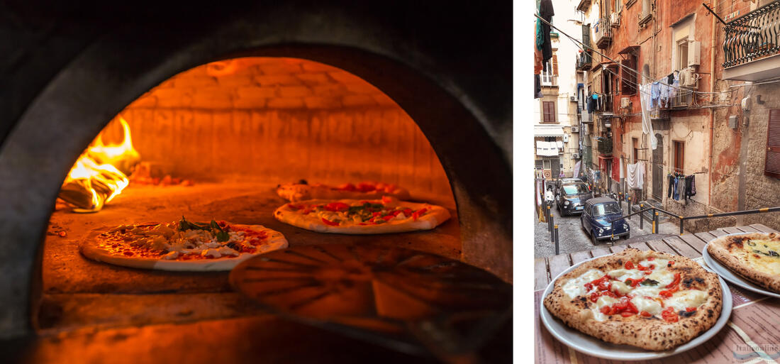 Authentic pizza from an Italian trattoria in Naples