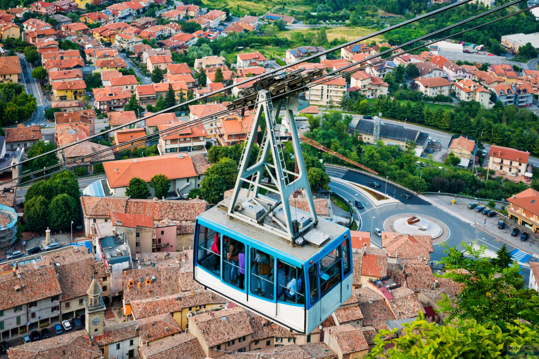 San Marino - cable car going up to Monte Titano