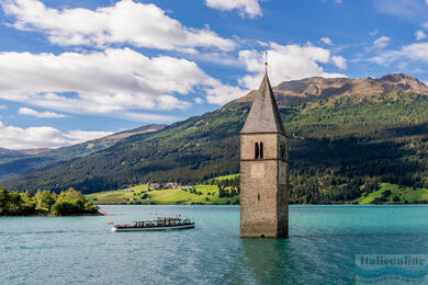 Bell tower rising from the water